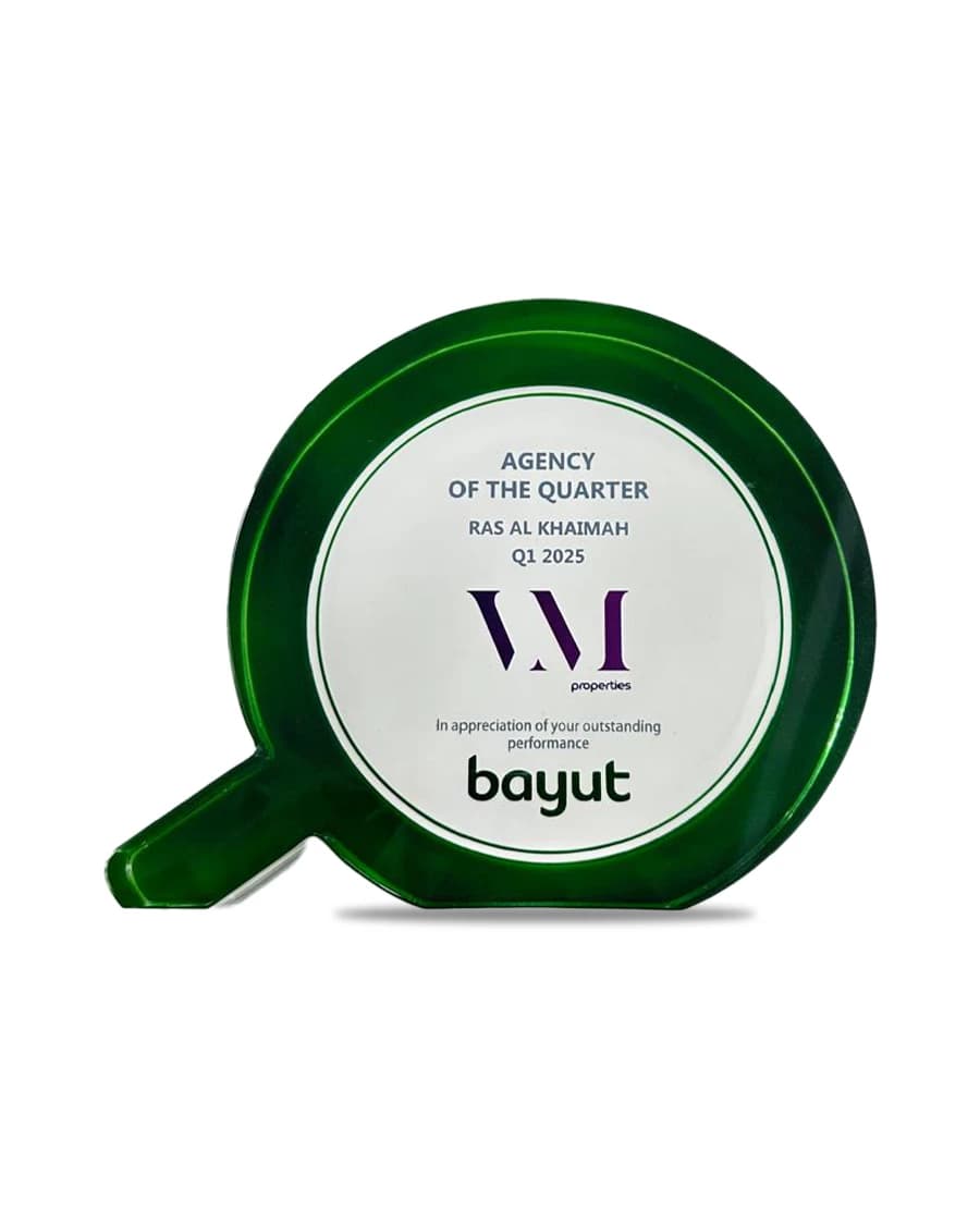 The Bayut Agency of the Quarter award for Ras Al Khaimah, Q1 2025, presented to VM Properties