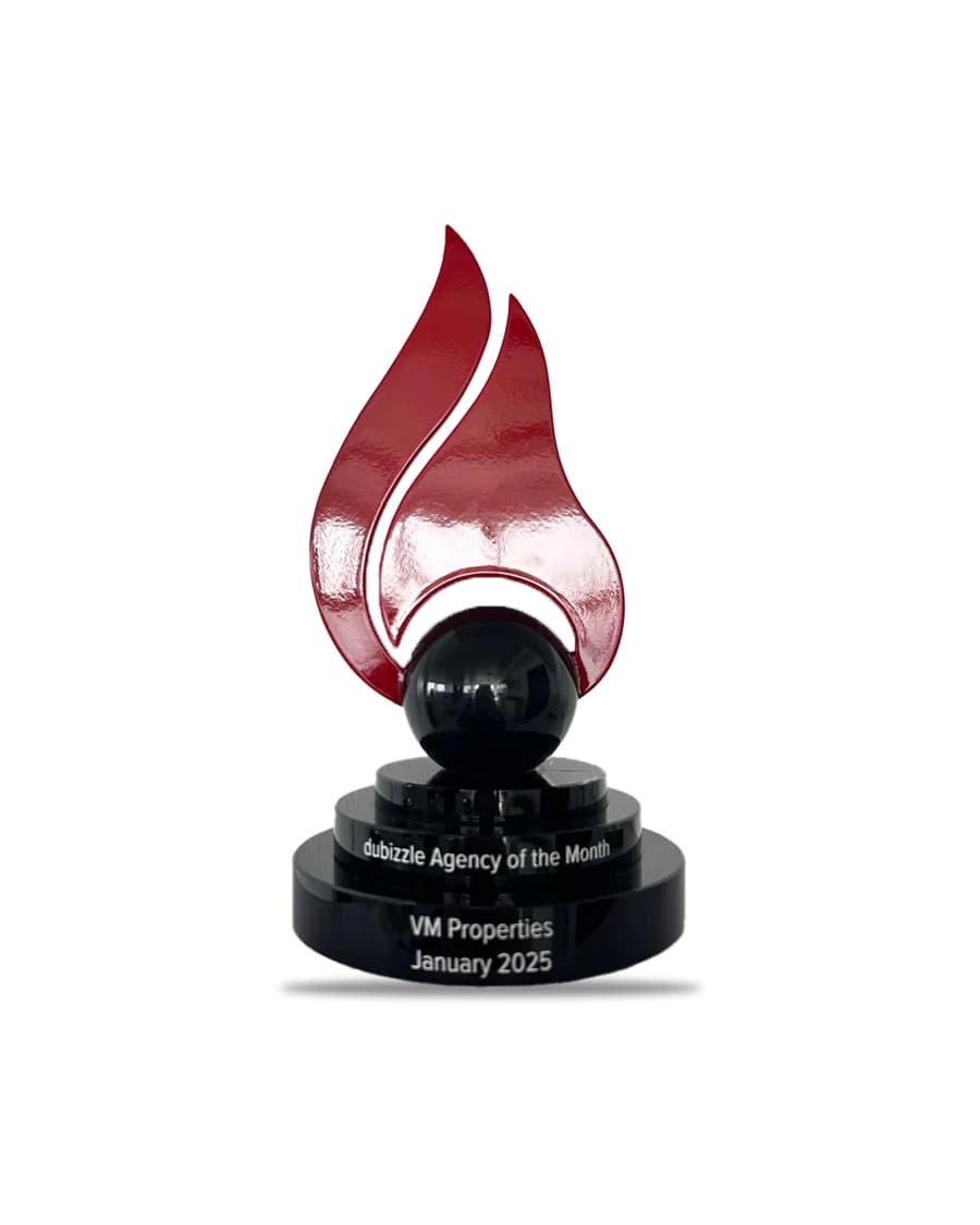The dubizzle Agency of the Month trophy for January 2025, presented to VM Properties